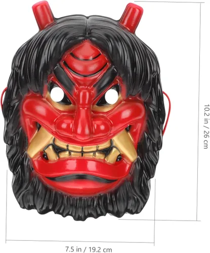 Vista 9 de BESTOYARD Máscara de fiesta para decoración de 2 piezas, máscara de silicona de demonio diablo, samurái japonés, disfraz de Halloween, accesorios