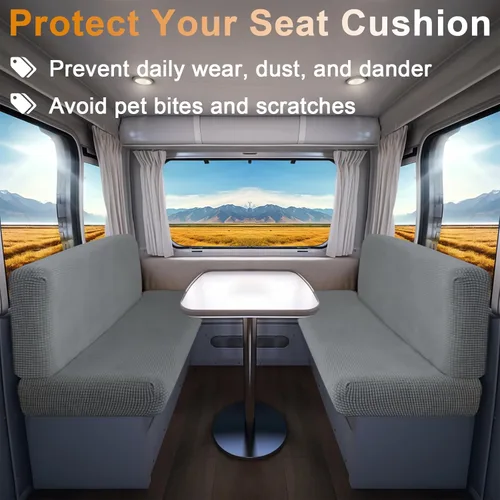 Vista 5 de leepiya 1 juego de fundas de cojín elásticas para autocaravana con 1 funda de respaldo, 1 funda de banco, lavable a máquina, ajuste universal