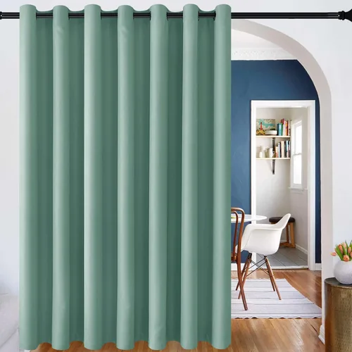 Vista 11 de DWCN Cortina divisora de habitación para total privacidad con bloqueo de luz - Cortinas térmicas para puerta de patio, sala de estar, división