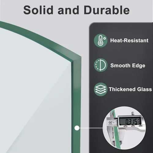 Vista 3 de GASPRO - Protector de viento de vidrio de 29 x 13 pulgadas para mesa de fogata rectangular, panel de vidrio templado grueso y resistente con soporte