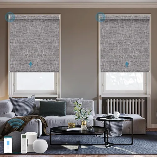 Vista 13 de Persiana Motorizada, Compatible con Homekit Thread-Enabled, Persianas Inteligentes 100% Opacas con Control Remoto, Persiana Enrollable Eléctrica