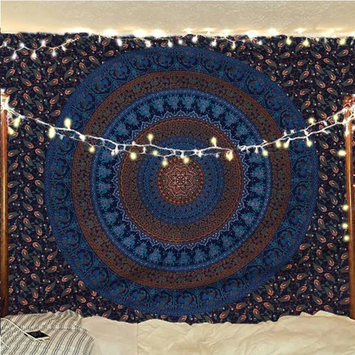Vista 12 de Bless International - Tapiz hippie indio gitano bohemio psicodélico de algodón mandala colgante en la pared multicolor mandala grande tapiz hippie