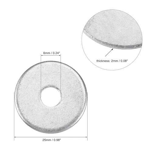 Vista 3 de uxcell 0.236 in x 0.984 in x 0.079 in cinc plateado acero al carbono arandela plana para tornillo tornillo 25pcs