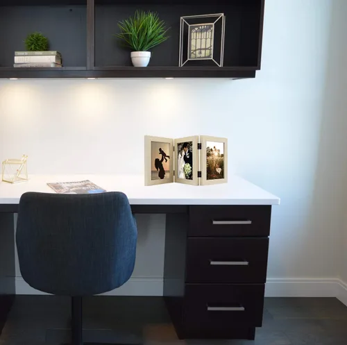 Vista 15 de Golden State Art - Marco decorativo con bisagras para mesa, escritorio, 3 aberturas verticales, con cristal real