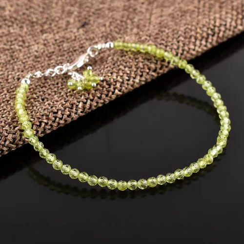 Vista 90 de Natural Gemstone Micro Beads Dainty Bangle Bracelet, Handmade Birthstone Jewelry, Healing Chakra Crystals, Silver Plated 8 inch, Birthday Gift for