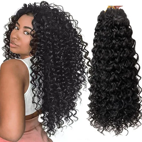 Vista 31 de 8 Paquetes de Cabello Rizado con Ganchillo GoGo para Mujeres, Cabello Rizado con Ganchillo para Trenzas de Ola Profunda, Extensiones de Cabello