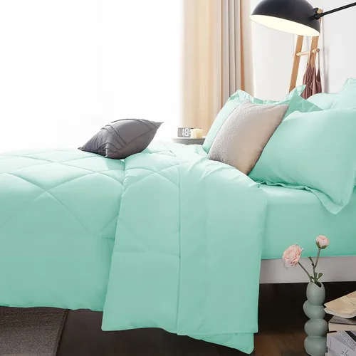 Vista 20 de CozyLux Juego de edredón de tamaño Queen, rojo burdeos, toda la ropa de cama en una sola bolsa, 7 piezas: edredón, fundas de almohada y de almohada
