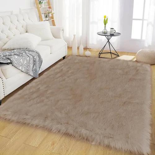 Vista 126 de Latepis - Alfombra rectangular de piel sintética tipo lana de oveja suave y esponjosa de estilo bohemio para sala de estar, dormitorio y residencias