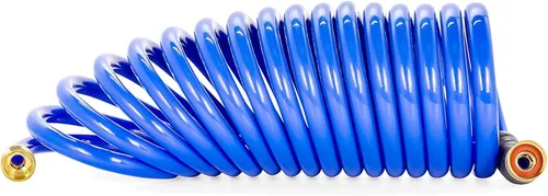 Vista 2 de Camco Manguera de agua en espiral de 20 pies Resistente a la corrosión con accesorios de latón Cuenta con una diámetro interior de 1/2 pulgada