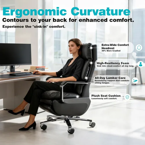 Vista 7 de Silla de oficina reclinable ejecutiva con doble motor con reposapiés, reclinable eléctrico con un solo clic con masaje y soporte de almohada, silla