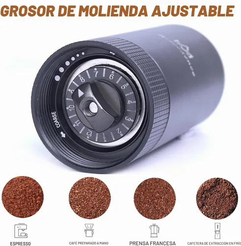 Vista 2 de Molinillo manual de grano de café interno ajustable ajuste doble posicionamiento de rodamientos, molinillos de café de rebabas de mano para uso