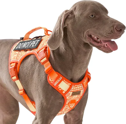 Vista 17 de Arnés para perro sin tirones para perros de tamaño pequeño, chaleco ajustable para caminar fácilmente, material Oxford transpirable, tiras