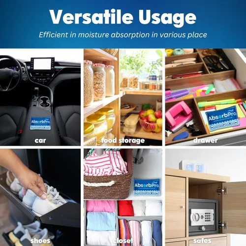 Vista 6 de Bolsa deshumidificadora recargable, paquete de 5 unidades, 3.53 oz (3.53 oz), absorbentes de humedad reutilizables, paquetes de gel de sílice