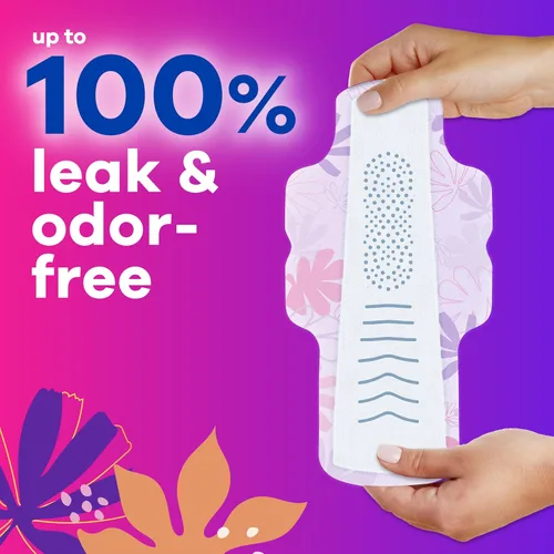 Vista 3 de Always Almohadillas femeninas radiantes para mujer, tamaño 3, absorción de flujo extra pesado, con espuma flexible, con alas, perfumadas, 22