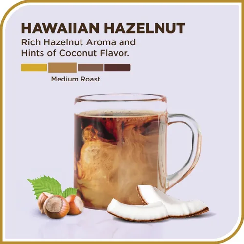 Vista 2 de Don Francisco's Café de grano entero de avellana hawaiana, tostado medio, 100% arábica, café saborizado, bolsa de 12 onzas