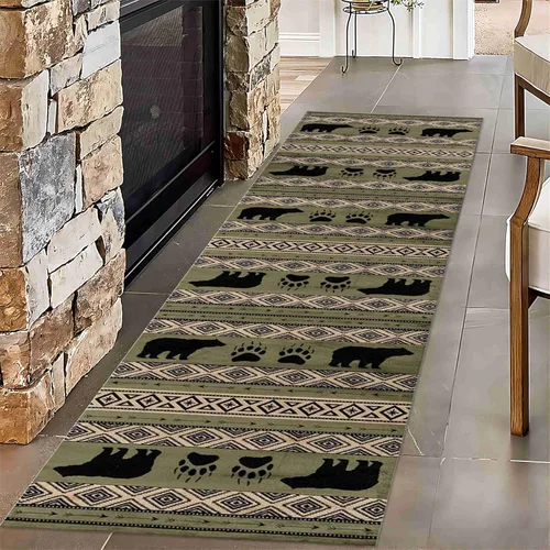 Vista 14 de Alfombras de pasillo de animales, 1.3 x 7 pies, alfombra de pasillo de hojas de arce, oso negro, ciervo, pasillo, alfombras rústicas de cocina