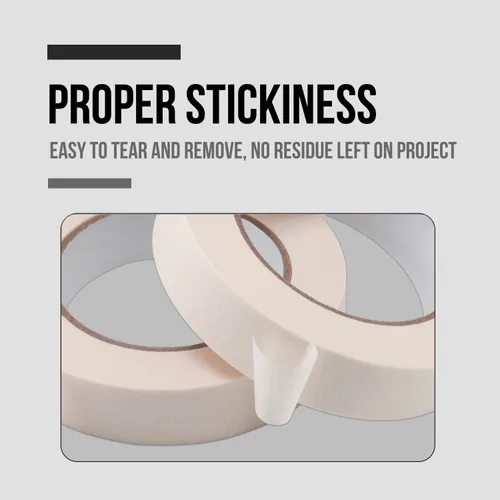 Vista 5 de Lichamp Cinta adhesiva de 1 pulgada, paquete de 4 cintas adhesivas de uso general beige y blanco, 1 pulgada x 55 yardas x 4 rollos