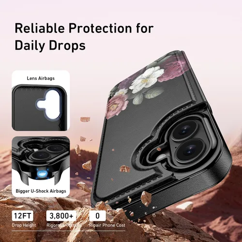 Vista 1361 de LETO para iPhone 15 Pro Funda tipo cartera - Tapa tipo folio con patada - Diseños de moda - Tarjetero - Funda protectora para mujeres y niñas - 6.1