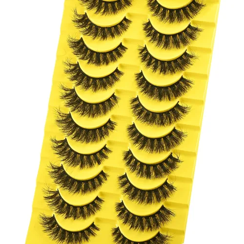 Vista 7 de Pestañas Postizas Cortas Tiras de Pestañas Completas de Visón 10 Pares Pestañas Esponjosas de Ojo de Gato Tiras de Pestañas Pestañas de Volumen