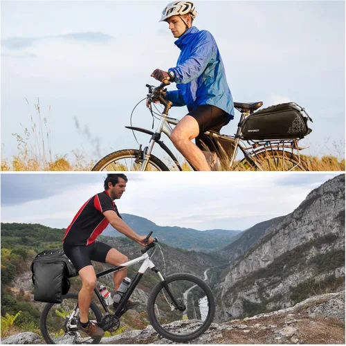 Vista 7 de Bolsa Trasera para Bicicleta, Bolsa de Maletero de Bicicleta de 20L PVC Impermeable para Bicicletas de Carretera y de Montaña, Bolsa Multifuncional