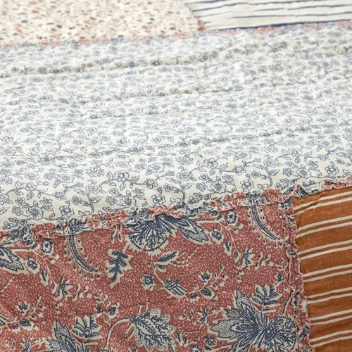 Vista 4 de VHC Brands Kaila Country Farmhouse Dormitorio Decoración Patchwork Luxury King Quilt 120x105