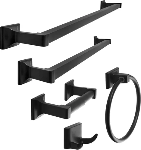 Vista 15 de SENTO - Juego de accesorios de baño clásicos para bodega, juego de accesorios de baño de metal resistente para montaje en pared, incluye gancho