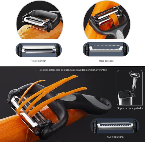 Vista 3 de RAXCO Juego de cuchillos con bloque, juego de 10 piezas de cuchillos de cocina de acero inoxidable, afilados profesionalmente para cocinar, cortar