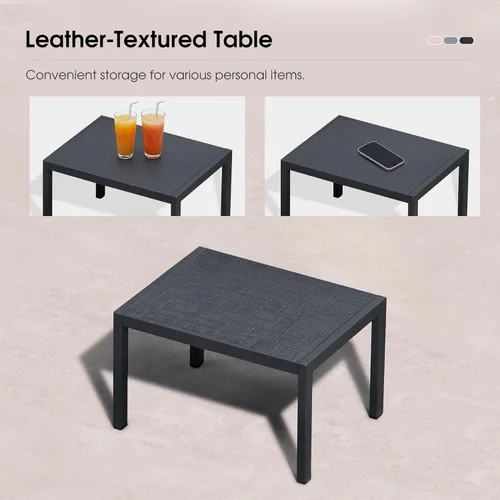 Vista 9 de PURPLE LEAF Juego de Sillas Tumbonas Reclinables para Exteriores, Silla Reclinable de Aluminio Ajustable con Ruedas y Mesa Auxiliar para Piscina