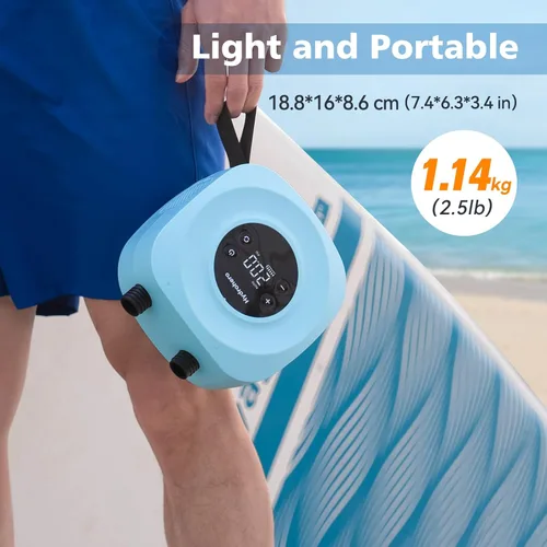 Vista 4 de Hydrohero Electric Paddle Board Pump, Rechargeable 20PSI High Pressure SUP Pump, Intelligent Dual Stage Inflation & Deflation, Auto-Off for Stand Up