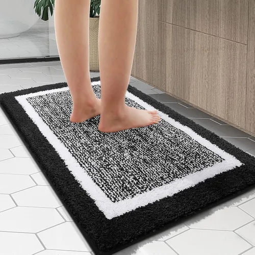 Vista 132 de OLANLY Alfombra de baño de microfibra extrasuave y absorbente, antideslizante, lavable a máquina, de secado rápido, adecuada para suelo de baño