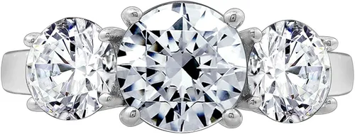 Vista 9 de Tienda Collection Platinum-Plated Sterling Silver Round 3-Stone Ring made with Infinite Elements Cubic Zirconia (2 cttw)
