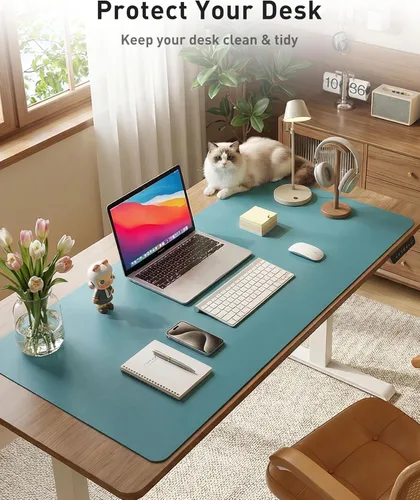 Vista 272 de Aothia Protector de escritorio de cuero, alfombrilla para mouse, alfombrilla de escritorio de oficina, 31.5 x 15.7 pulgadas, secante de escritorio