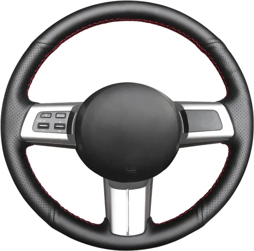 Vista 9 de MEWANT Funda de volante de automóvil para Mazda MX-5 2016 2017 2018 2019 cuero cosido a mano