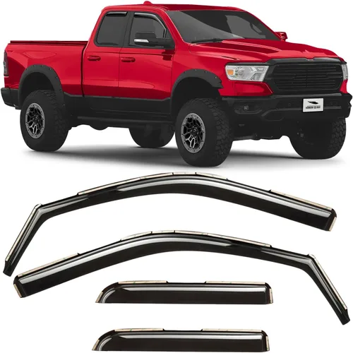 Vista 11 de Voron Glass - Protectores de lluvia extra duraderos en el canal para camionetas Chevrolet (Chevy) Silverado/GMC Sierra 2014-2018 de cabina