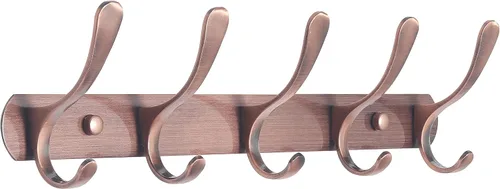 Vista 8 de SKOLOO Perchero de pared moderno, perchero de pared de metal con 5 ganchos, resistente riel de pared para colgar abrigos, chaquetas, ropa, Negro