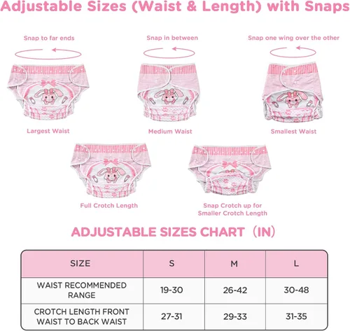 Vista 2 de Littleforbig Lavable Ajustable Reutilizable Impermeable Tela Adulto Pañal Wrap Cover - Bebé Usagi Patrón S