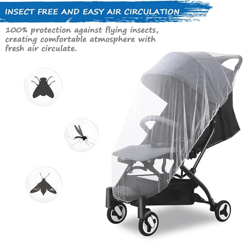 Vista 5 de Mosquitera para cochecito (paquete de 2), mosquitera para bebé para asiento de automóvil, moisés, cunas, corral, Pack N Plays y mini cuna portátil