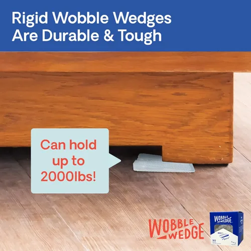 Vista 3 de Wobble Wedges Cuñas de nivelación resistentes, fabricadas en los Estados Unidos, las cuñas de plástico rígido originales para nivelar muebles