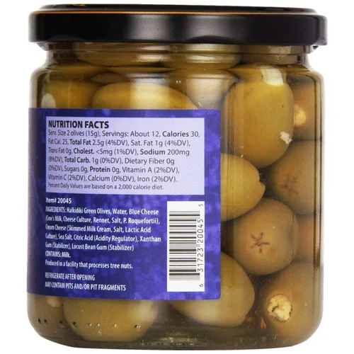 Vista 2 de Divina Aceitunas rellenas de queso azul en salmuera, frascos de 7.8 onzas (paquete de 3)