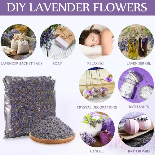 Vista 6 de Treela 1 libra de lavanda seca seca a granel de capullos de lavanda fragantes pétalos de flores para regalo de boda DIY bolsitas de fragancia