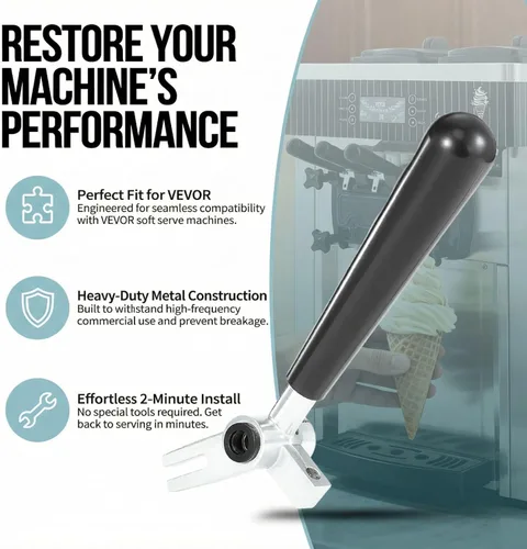 Vista 4 de Paquete de 3 manijas de repuesto de metal compatibles con la máquina de helado Vevor Soft Serve, juego de 3 manijas para panel frontal, se adapta a