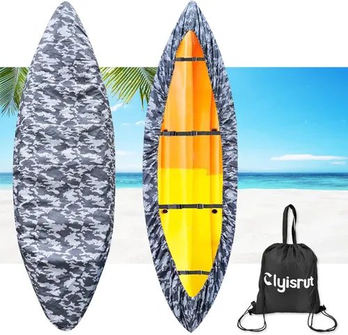 Vista 10 de Fundas impermeables para kayak de 10 a 16 pies para almacenamiento al aire libre, accesorios de cubierta de canoa, cubierta de lancha Oxford