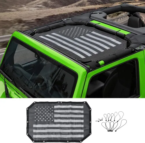 Voodonala Parasol para Jeep JK, parasol para parte superior de bikini, protección solar, malla de protección solar para Jeep Wrangler JK JKU Negro