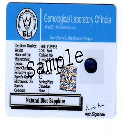 Vista 2 de Tejvij And Sons Piedra preciosa de zafiro azul certificado natural