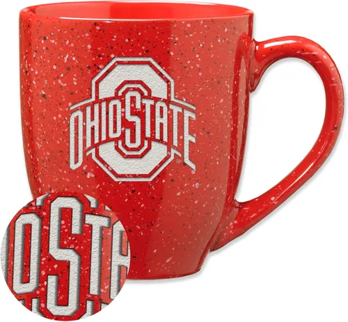 Vista 220 de Rico Industries NCAA Saint Joseph's (PA) Hawks Logo Principal Color Marrón 16 oz Logotipo del Equipo de Color Láser Grabado en Cerámica Moteada Taza