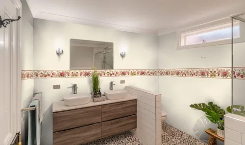 Vista 4 de Papel tapiz floral rojo amarillo con diseño de flores, diseño retro, rollo de 15 x 6 pulgadas