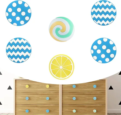Juego de 6 perillas de goma suave con forma de dibujos animados de colores mezclados para manijas de gabinete, tiradores de cajón para armarios,
