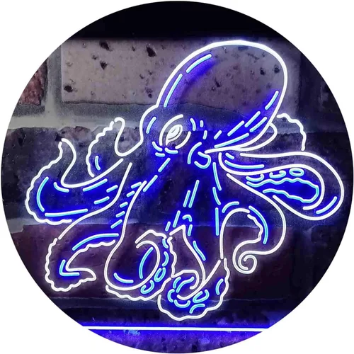 Vista 18 de ADVPRO Octopus Ocean Display Room Dual Color LED Neon Sign Azul y Rojo 12 x 8 pulgadas st6s32-i3734-br