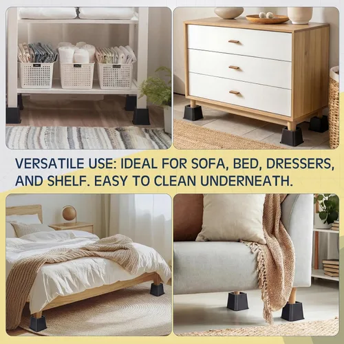 Vista 7 de 6 Pack Adjustable Bed Risers 3 & 5 Inch Stackable or 8 Inch Combined Heavy Duty Furniture Risers for Sofa Desk Legs Increase Under Bed Storage