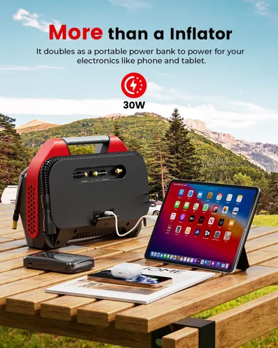 Vista 5 de ETENWOLF Vortex S6SE Inflador de Neumáticos Inalámbrico Compresor de Aire Portátil, Bomba de Aire de 160 PSI para Neumáticos de Automóvil